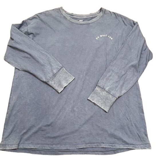Aerie "Oh What Fun" Slub Tee 100% Cotton Blue Long Sleeve Men's Size Medium - Picture 1 of 10
